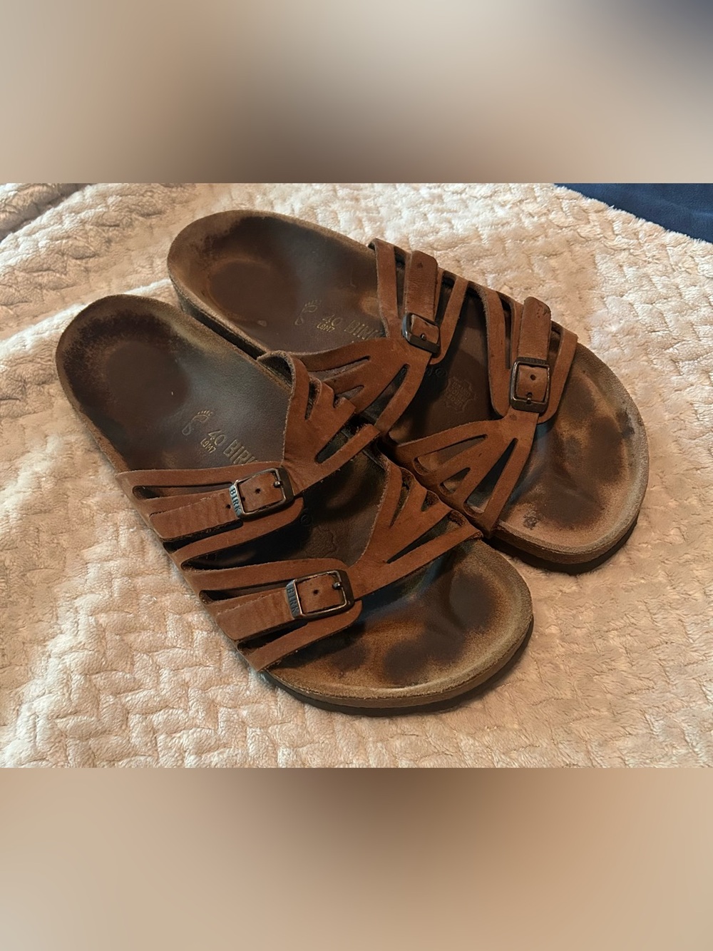 Birkenstock Granada Women's Leather Sandals EU 40 US 9 Laser Cut Slide Bohemian